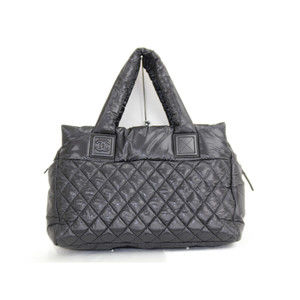 Chanel Nylon Cocoon Coco Handbag Bordeaux Black Leather